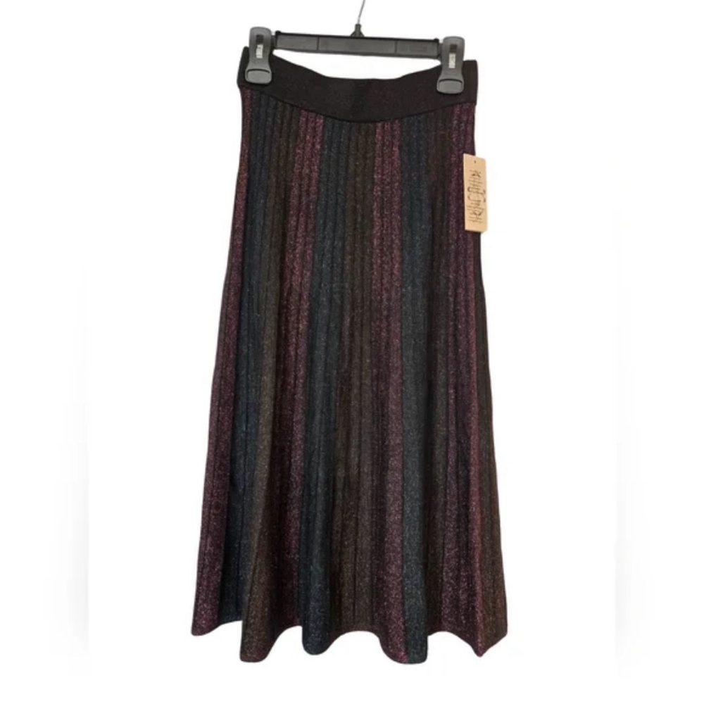 Marine Layer Black and Pink Striped Midi Skirt - Picture 2 of 4